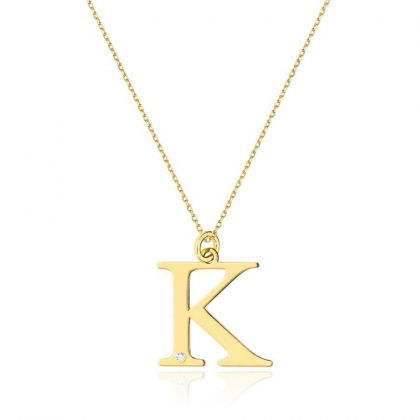 Złoty łańcuszek Celebrytka z małą literką K i brylantem pr.585